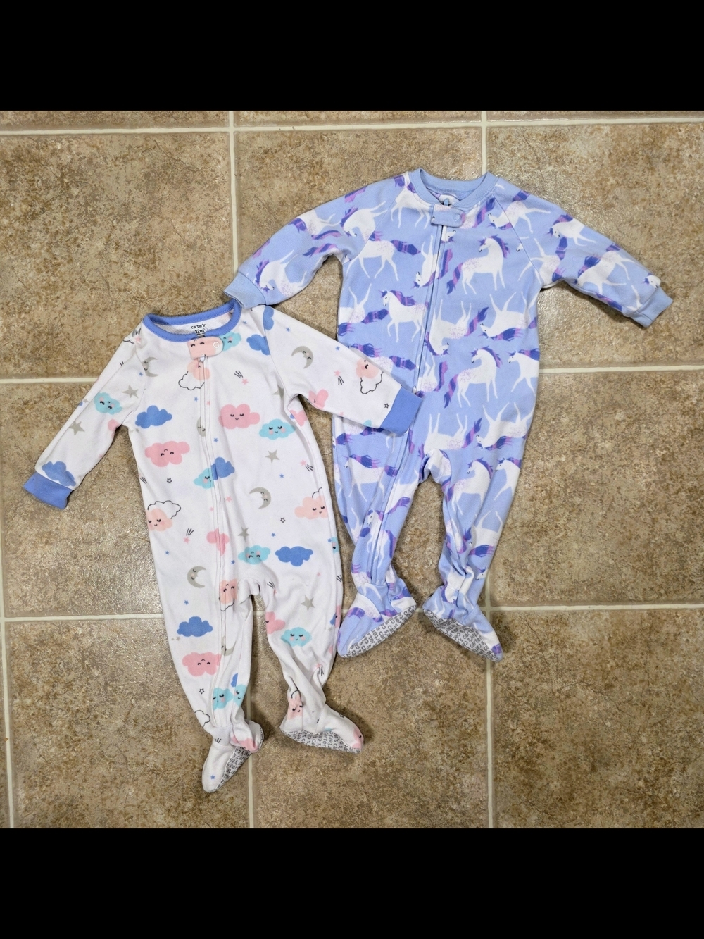 Carter’s 12M Unicorn & Cloud Fleece Footie Pajama Bundle